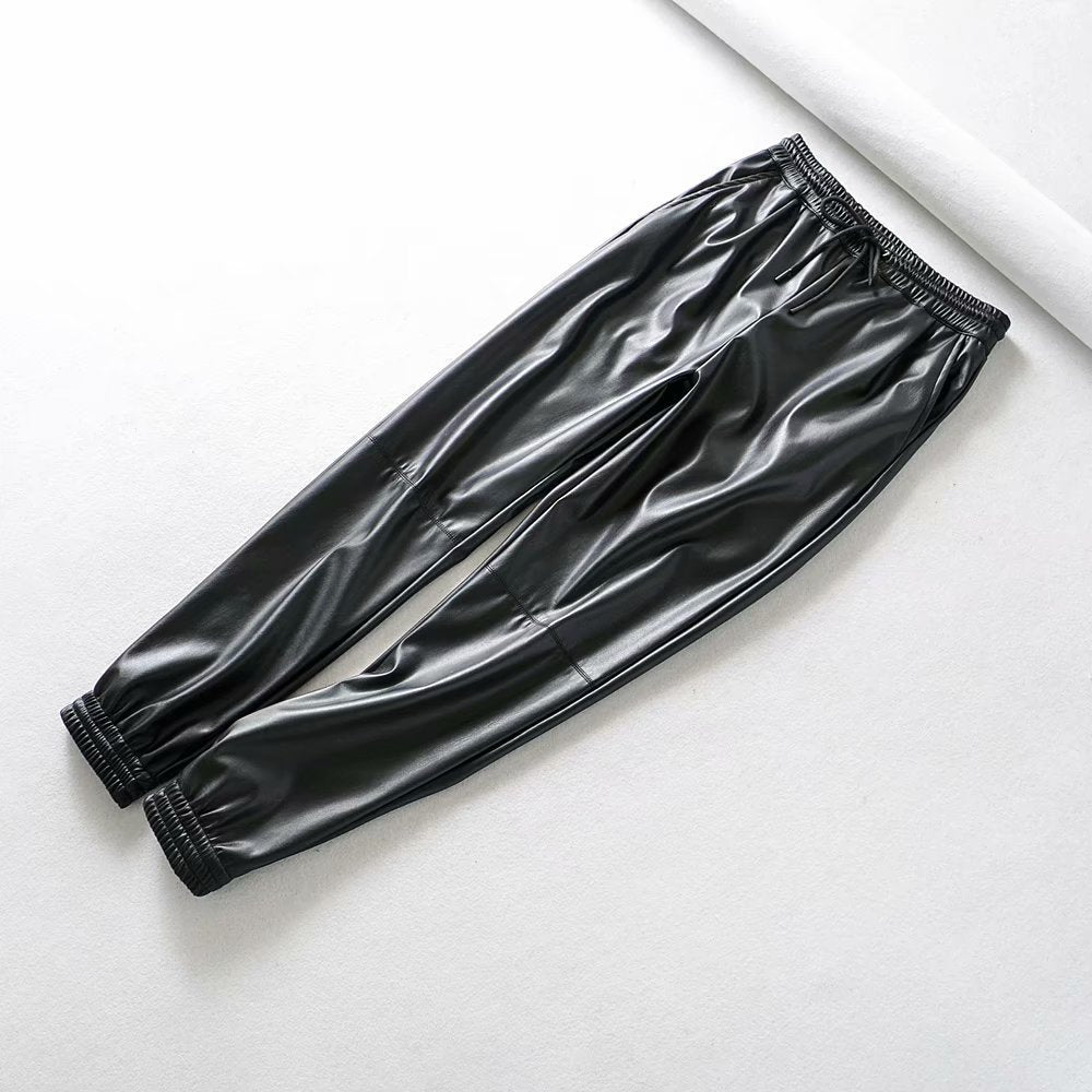 Elastic Waist Drawstring Solid Color Fashion Jogging Pants