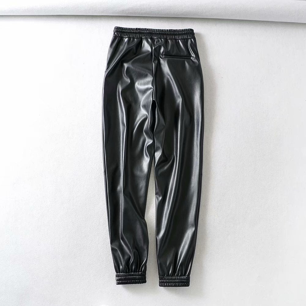 Elastic Waist Drawstring Solid Color Fashion Jogging Pants