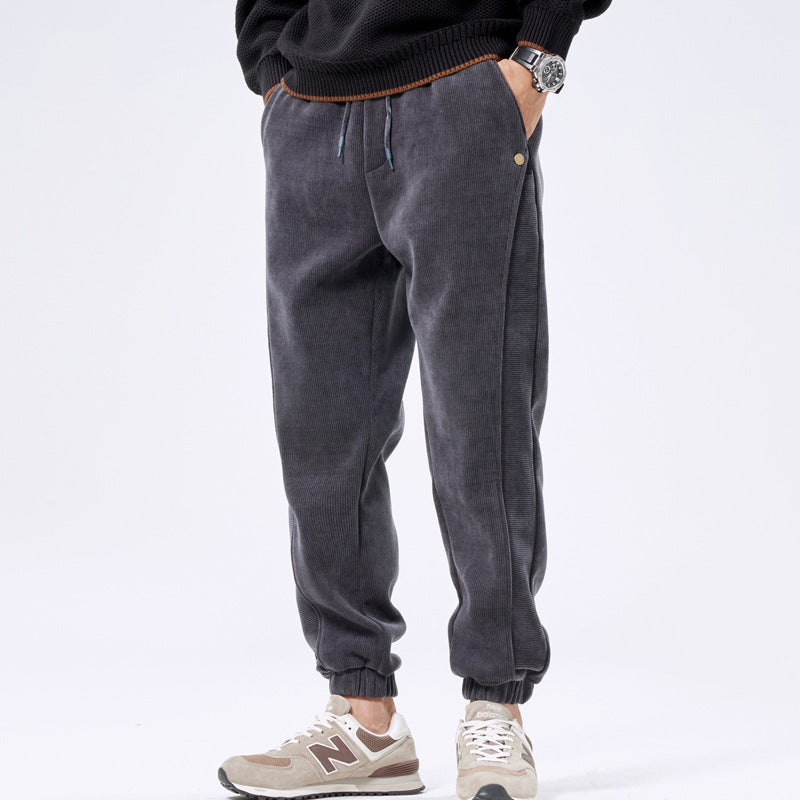 Autumn And Winter Ankle-tied Japanese Corduroy Retro Casual Sports Pants Men