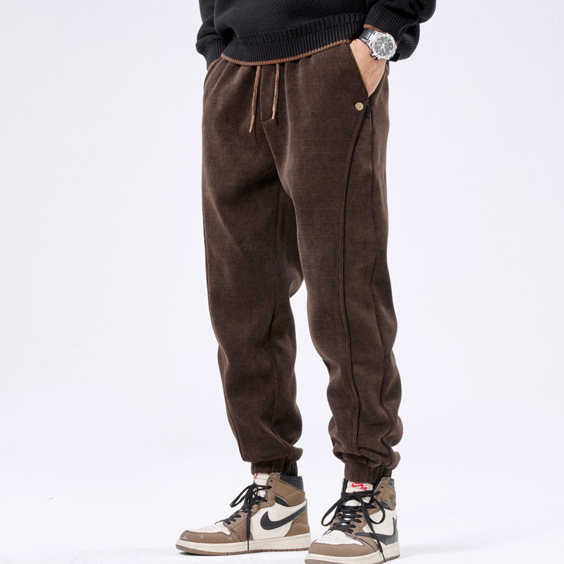 Autumn And Winter Ankle-tied Japanese Corduroy Retro Casual Sports Pants Men