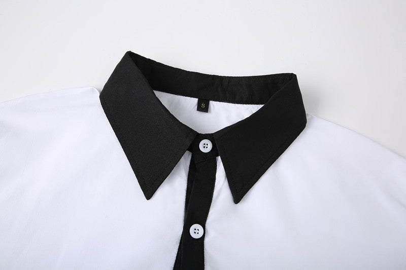 A Handsome Business And Fashionable Long-sleeved Shirt With Contrasting Colors For A Teenage Man