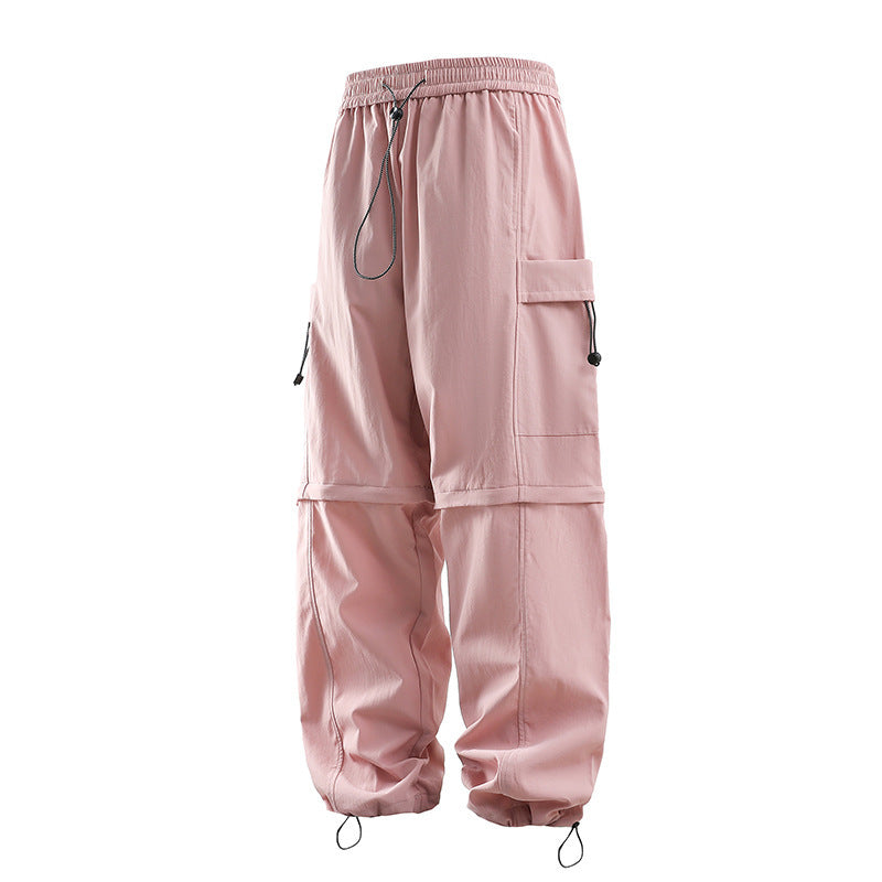 Season Retro Simple Side Striped Straight Sports Pants